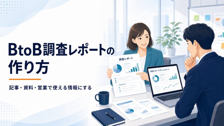 BtoB調査レポートの作り方。営業とマーケティングで調査レポートを活用する打ち合わせの図解